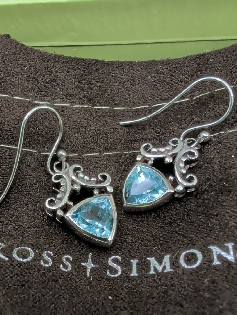 Ross-Simons 925 Sterling Silver Sky Blue Topaz Bali Drop Earrings - Picture 4 of 17